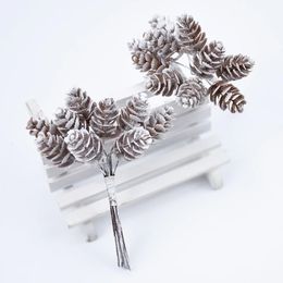 10 uds/paquete de plantas artificiales cono de pino artificial coronas de flores decorativas decoración del hogar de Navidad regalos Diy pompón hecho a mano