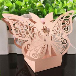 10 pièces papillon découpé au Laser boîte à bonbons faveur et cadeaux boîte chocolat invités boîte bébé douche mariage décoration fête Supplies276B