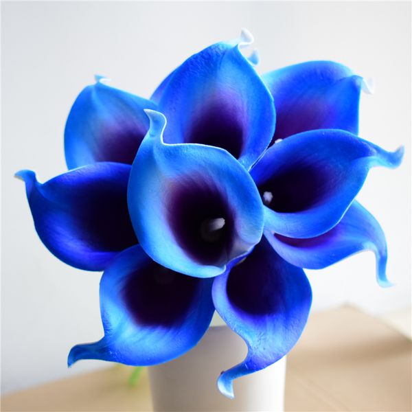 10pcs Calla Liles Bouquet Royal Bouquet Fleur artificielle pour les demoiselles de mariée Bouquets Centres de mariage Corsage Fleurs de bricolage