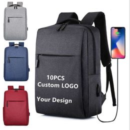 10 Stuks Kan Aangepaste Reizen Schooltassen Groothandel Grote Capaciteit Smart USB Laptop Andere Rugzak Voor Mannen College Tas Mochila 83 74 94