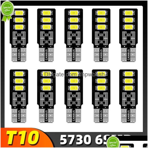 Lampe de signalisation de voiture W5W T10 Led Bbs Canbus 5630 6Smd 12V 6000K 194 168, 10 pièces, feux de dégagement, lecture de plaque d'immatriculation, livraison directe