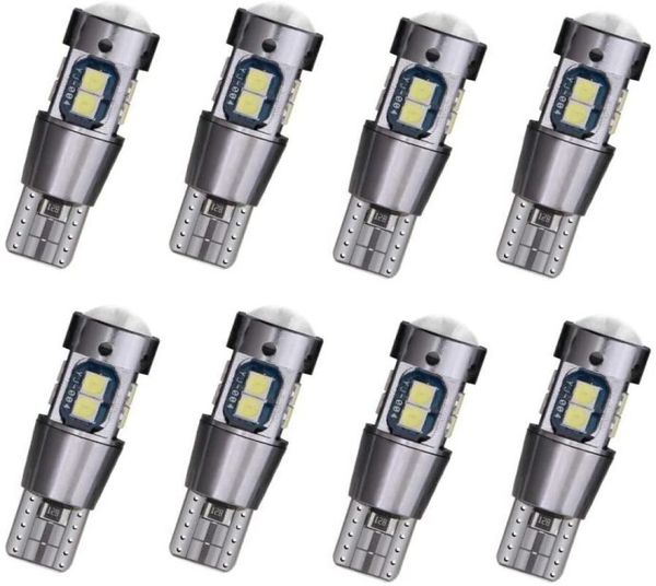 10pcs voiture T10 194 Bulbe LED W5W 192 White 3030 10SMD CANBUS CARBUS Plaque d'immatriculation Dome Festoon Lampe Porte latérale Carte des lumières Super B8744030