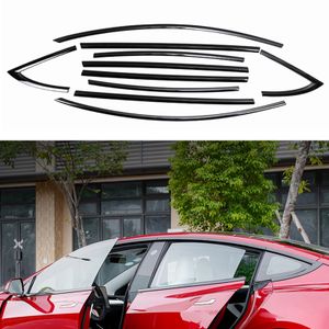 Trimage de fenêtre de la voiture 10pcs pour Tesla Model 3 2017-2023 Titanium Black Extérieur Moulage latéral Cover Weatherstrip Seal Strip Decor Shade
