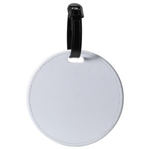 10 pièces porte-cartes Sublimaton bricolage blanc blanc PU cercle en forme d'étiquettes à bagages taille 10cm