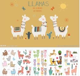 10 Uds pegatinas de tatuaje de Alpaca de dibujos animados impermeable lindo Animal DIY brazo muslo mano tatuaje temporal pegatina para niños