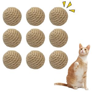 10 -stcs katten klinkende bal interactieve handgemaakte sisal cat krabben kogel maken geluiden kat speelgoed thuis kitten bal speelgoed