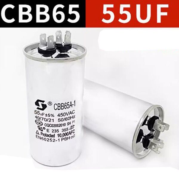 10 pièces CBB65 55uf condensateur de moteur climatiseur compresseur condensateur de démarrage 450V