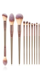 10pcs Champagne Gold Makeup Brush Brush Foundation Powder Lower Concelar Omber Brush Kit Beauty Bequined Beginner Tools Cosmetic Tools7557182