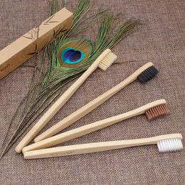 10pcs Brosse de dents colorée pour enfants Natural Bamboo Brussage à dents à poils doux dents de charbon de bois Eco Bamboo Brosse de dents dentaire