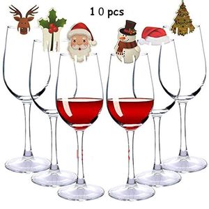 10 pièces carte de tasse de noël fête de noël chapeau de père noël verre à vin décoration de noël maison Table Place décorations XDJ066