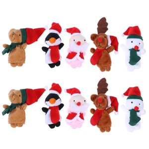 10pcs Chuillement de Noël Puppets Santa Claus Snowman Elk Bear en forme de poupées interactives Jouets pour Noël 231220