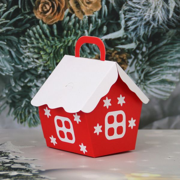 10pcs Christmas House Sacs Candy Sacs de Noël Boîte à biscuits Sacs Boîtes d'emballage