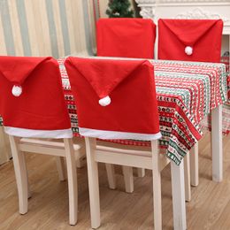 10 stks Kerstmis Rood Print Stoel Cover Santa Claus Table Spandex Holiday Party Decor Dining Chair Covers Xmas Decorations voor thuis