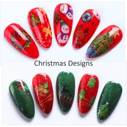 10pcs Christmas Stickers For Nails Snowflake Santa Elk Transfer Foils Sliders Adhesive Decals Nail Art Manicure Wraps SAXK9126
