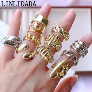 10 stks klassiek ontwerp dikke ring goud eenvoudige mode sieraden zilveren solide luxe voor vrouwen en mannen 240424