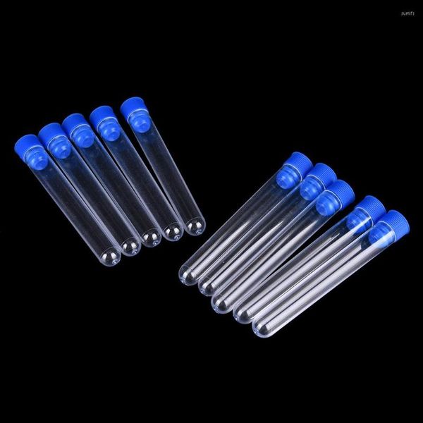 10 Uds tubos de ensayo de plástico transparente tubo duro con tapón de ala para suministros de química de la escuela de oficina 10 80mm