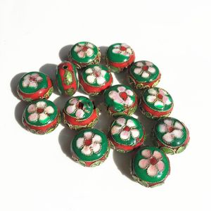 10 pcs Cloisonné Filigrane Oblate Mini Floral Perlé En Gros Cuivre Émail Ethnique Perles Rondes Accessoires DIY Bijoux Faire Des Résultats