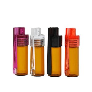 10 stks kleur willekeurige 36 mm/51 mm sniffer flessen met dop lepel glazen fles snuff kogels snorter raket bullet acryl pil case