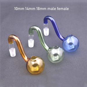 10pcs coloré 10mm 14mm 18mm mâle femelle joint épais tuyaux de brûleur à mazout en verre pyrex pour Dab plates-formes pétrolières brûleur à mazout Bongs 30mm boule fumer Banger ongles narguilé accessoires