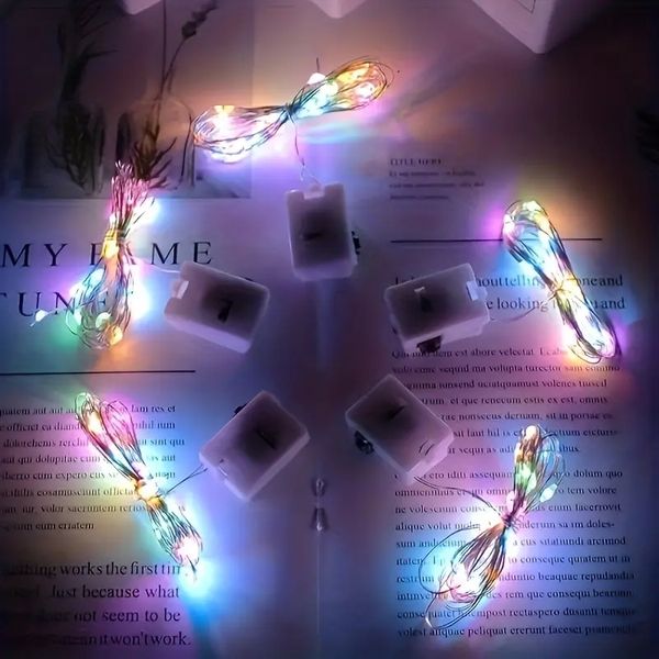 Guirlande lumineuse LED en fil de cuivre, 10 pièces, Mini guirlande lumineuse alimentée par batterie, lumières décoratives de nouveauté pour rideau, lumières d'étoiles scintillantes, bricolage. Cadeaux décoratifs, (39,37 pouces)
