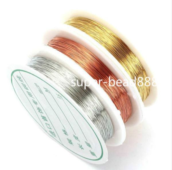 10 Uds. De alambres de cobre, cordones para abalorios, accesorios de joyería DIY, 0,2/0,3/0,4/0,5/0,8mm