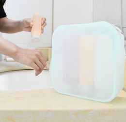 10st cosmetische tassen dames siliconen vierkante transparante draagbare blauwe jelly snoep waterdichte toilettas