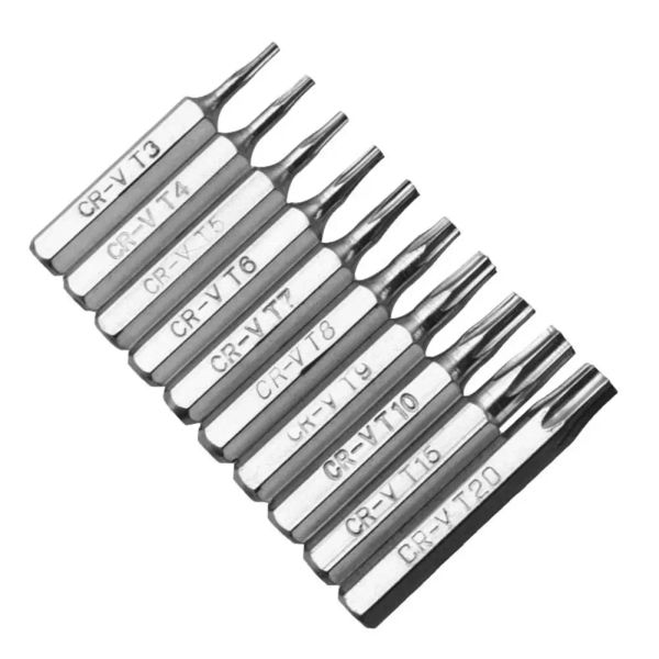 10pcs CR-V TORX Bits Set T3 T4 T5 T6 T7 T8 T9 T10 T15 T20 MOBILLE THEPLE REPARATION Outils Bit