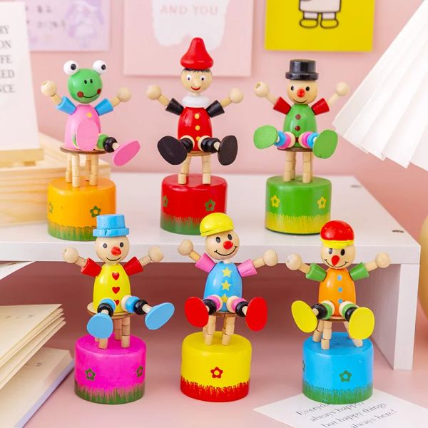 10pcs créatif en bois danse clown grenouille de bureau