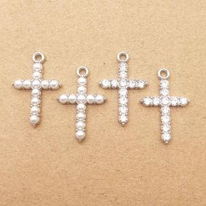 10 pièces breloque croix pour la fabrication de bijoux fournitures d'artisanat boucle d'oreille pendentif Bracelet collier accessoires matériaux métalliques plaqué blanc