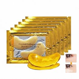 10 unids Crystal Collagen Gold Powder Eye Mask Anti-Aging Dark Circles Acné Parches de belleza para el cuidado de la piel de los ojos Cosméticos coreanos Y1UM #