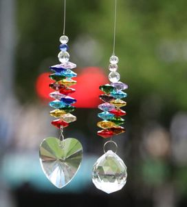 10pcs Crystal Suncatchers Rainbow Maker Chakra Prisms Hanging Heart Pendant fenêtre Sun Catcher pour la décoration de jardin à la maison Gift7248054