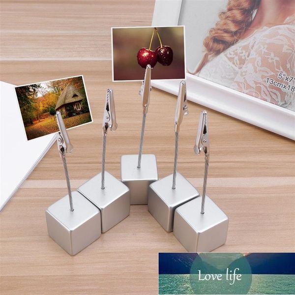 10pcs Cube Cube Carte de résine Image Memo Remarque Photo Porte-clip Support Alligator Porte-clip Titulaire de la carte de mariage DIY Cadeau de bricolage (argent)