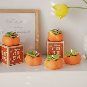 10 -stks schattige oranje persimmon fruit geurende kaarsen kaarsen kaarsen soja wax aromatherapie kaarsen ontspannen verjaardagscadeaus inventaris groothandel