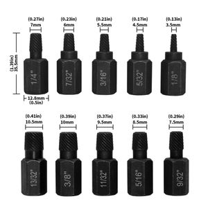 10-stcs beschadigde schroefextractor boorbits Stel multi-spline schroef en boutextractor hex kopt bit socket socket socket boutverwijdering tool