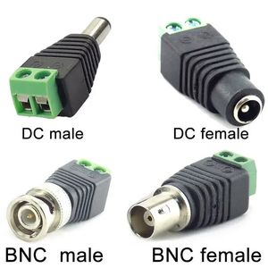 10pcs dc bnc mâle connecteur coax coax cat5 fiche adaptateur de balun vidéo pour les lumières de la bande de LED accessoires de caméra cctv