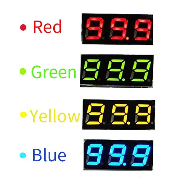 10pcs DC Voltmètre Affichage 3 fils DC 0-100V Tester de tension 0,28 pouce Panneau LED 4 couleurs combinées mini