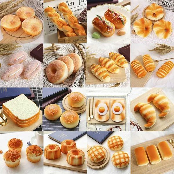 10pcs Décompression jouet squishy aliments simulation créative pain toast toast beignets lent lent soulagement de stress de pression