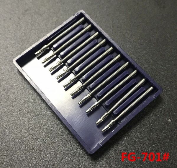 10pcs Dental Tungsten Carbide Burs FG Diamond Bur Derce Fissure Fissure Polishing Burr FG 700/701/702