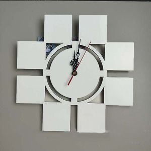 10 piezas Reloj de proceso DHL Diseño de fotos DIY Diseño de sublimación térmica de 12 pulgadas Impresión de transferencia térmica de madera Reloj de pared MDF (solo esfera del reloj)