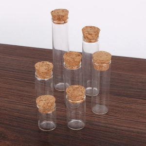 10pcs diamètre 22 mm Tubes à essai avec bouchon de liège 5-10-20-25-30 ml bouteilles en verre terrarium pots flacons diy artisanat de mariage