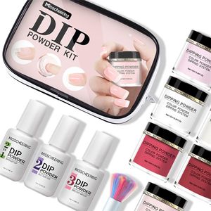 Brillo para uñas, 10 Uds., juego de polvos de inmersión, pigmento de inmersión rosa desnuda blanca francesa para manicura, accesorios de decoración artística