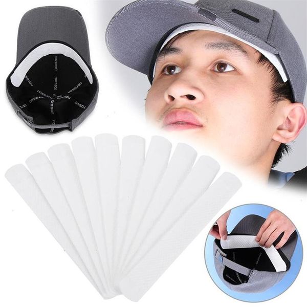 Almohadillas desechables para el sudor, gorra de béisbol Invisible antisuciedad, pegatinas absorbentes, tira adhesiva Liner275n, 10 Uds.