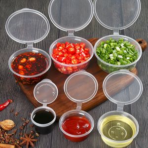 10PCS Disposable Sauce Seal Box Mini Transparent Plastic Sealed Box Sauce Spices Storage Container Box with Lids Kitchen Tools HH531