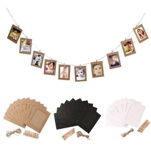 10 Uds DIY 6 pulgadas Clip para álbum colgante papel Kraft marco de fotos cuerdas Clips de cuerda juegos para decoración de boda guirnalda (blanco)