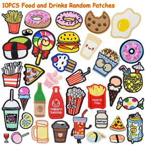 10 PCS Diy Nourriture et Boisson Patches Aléatoire pour Vêtements Fer Brodé Patch Applique Fer sur Patch Couture Accessoires Badge sur Clo256s