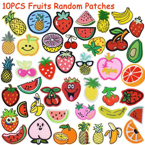 10 PCS Diy Fruits Patches Aléatoire pour Vêtements Fer Brodé Patch Applique Fer sur Patchs À Coudre Accessoires Badge Patch pour Clo199w