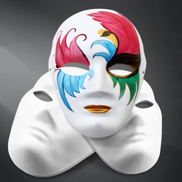 10pcs DIY Mascaras de cara completa Paper en blanco Blanco Halloween Costerio Cat pareja pintable mitad animal machhe fiest Mardiup Craft