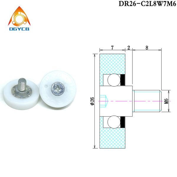 10pcs DR19 C1L8W6M6 OD 19 mm Roulement POM avec boulon M6 DRL19 C1L3W6M6 C2L8W6M6 C3L8W6M6 TOK DU TIKER PULLEY