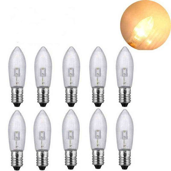 10pcs E10 ampoule bougies coniques ampoules et ampoules de remplacement LED pour lumières bougie arc lampe accessoires décor lumière 10V-55V H220428