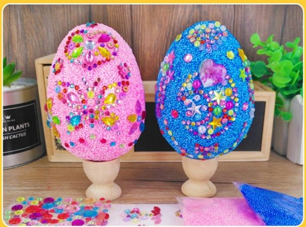 Huevo falso 5 piezas de plástico kit de decoración de huevos de Pascua para niños juguete creativo de bricolaje pintura creativa de huevos pasta de copo de nieve manualidades decorativas de Pascua para niños regalos de Pascua para niñas